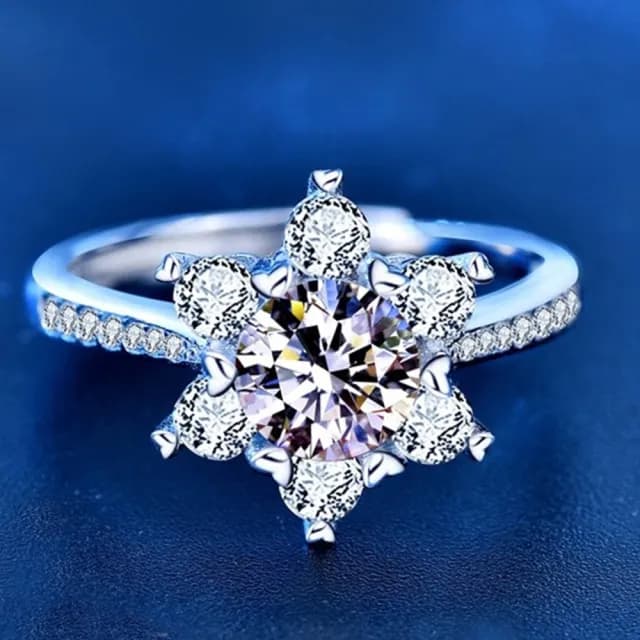 【LEESA】鋯石戒指\雪花戒指\造型戒指\求婚戒指\歐美戒指\可調節\ins戒指\婚宴飾品\禮物\戒指\