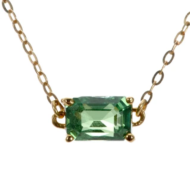 【DOLLY】1克拉 天然艷彩沙佛萊石18K金鎖骨鍊(母親節 長輩送禮 交換禮物首選)