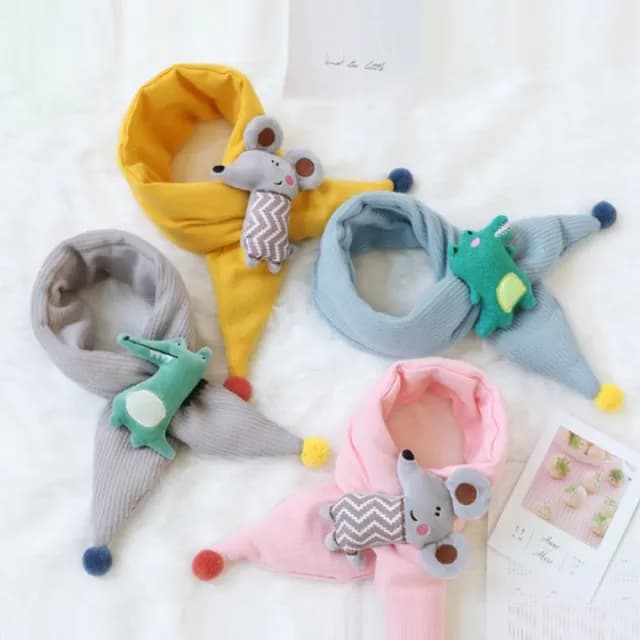 【橘魔法】呆萌公仔娃娃保暖圍脖(圍巾 圍脖 配件 寒流 新年 兒童 小童 女童 男童 童裝 交換禮物)