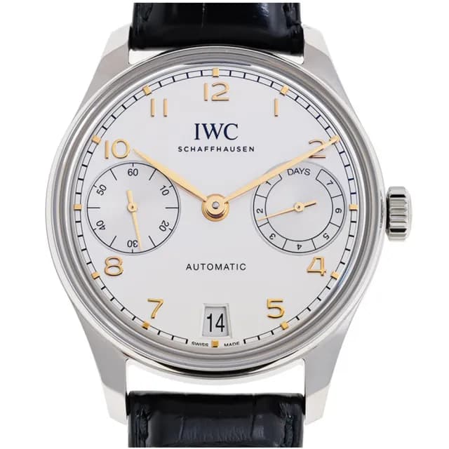 【IWC 萬國錶】葡萄牙系列 7日鍊皮帶腕表x金色丁字x42.4mm(IW501701)