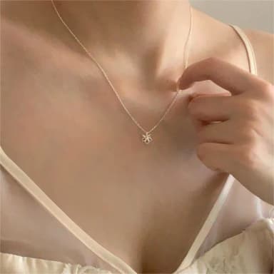 【LEEHER】女生/項鍊/細項鍊/精緻項鍊/星星項鍊/韓國項鍊/純銀項鍊/小花項鍊/氣質項鍊/可愛項鍊