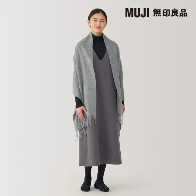 【MUJI 無印良品】羊毛可當膝上毯大判披肩(共4色)