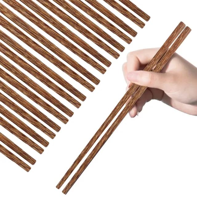 【AHOYE】高硬度無蠟木質筷子 10雙入(環保筷 餐具 木筷 防滑筷 防燙筷)