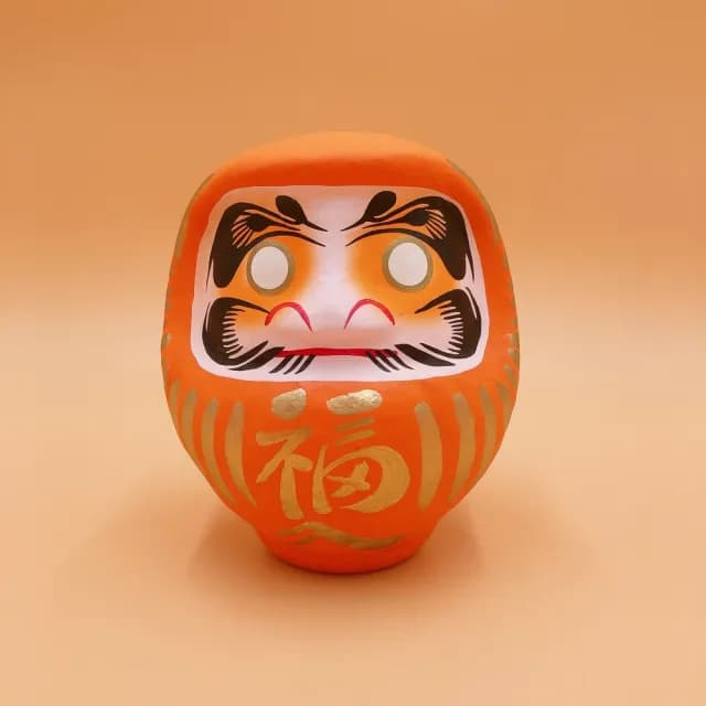 【江戶御緣物語】招福祈願 達摩不倒翁 だるま 橘色 15cm(擺設 送禮 許願 DIY)