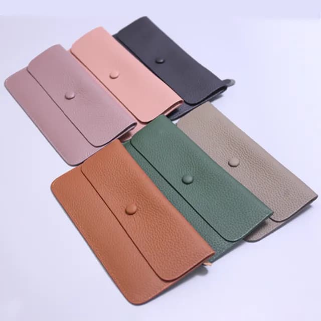 【LEEHER】雙11 女生/長夾/信封錢包/超薄皮夾/長款錢包/牛皮手拿包/錢夾/黑色錢包/灰