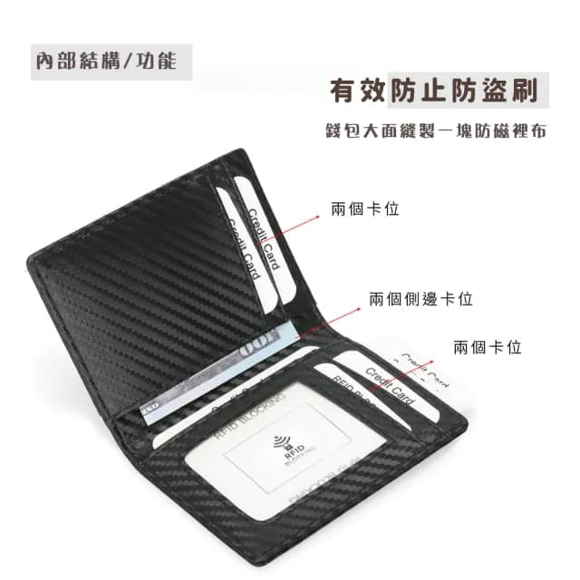 【簡約質感】情人節禮物  碳纖維RFID格紋卡片夾(防盜卡包 卡套 證件套 票卡夾 信用卡夾 出國出差 名片包