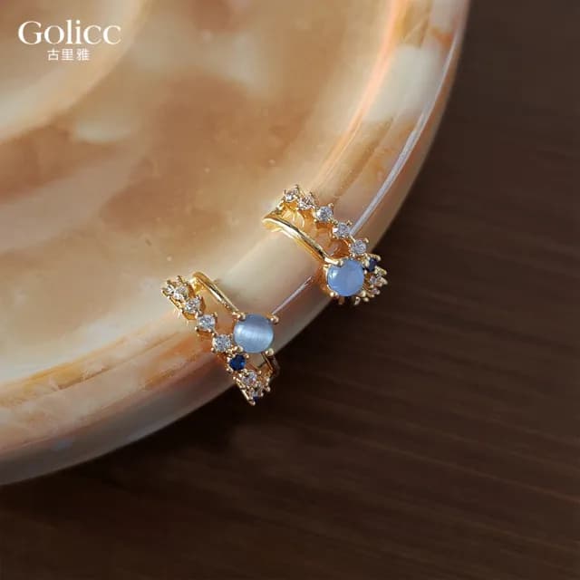 【Golicc】夜之星 法式 簡約浪漫鋯石耳環(七夕 情人節 生日 飾品 耳釘 耳飾 耳墜 禮物)
