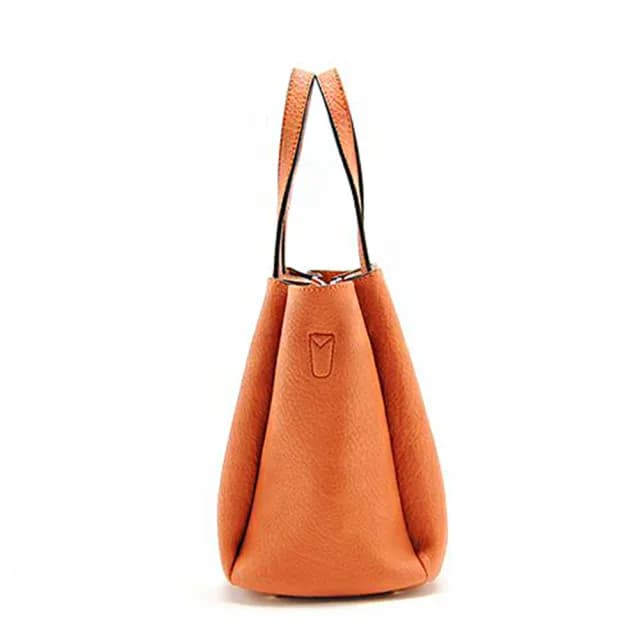 【FIRANO】情人節禮物 ORANGE 軟皮革附斜背包磁扣三層小手提包(橘色)