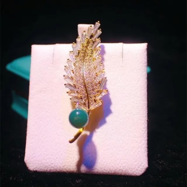 【Penny珮妮】墨西哥藍珀9mm一葉爆富鑲嵌胸針吊墜兩用(生日禮物/母親節/送閨蜜/交換禮物/情人節/送女友)