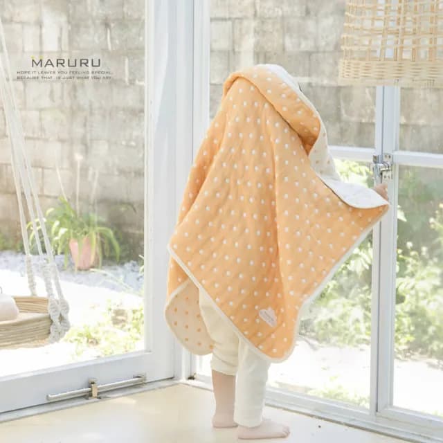 【MARURU】禮盒組 日本製六層紗被 點點橙 70x100cm(彌月禮盒 新生兒禮盒 出生送禮 新生兒送禮)