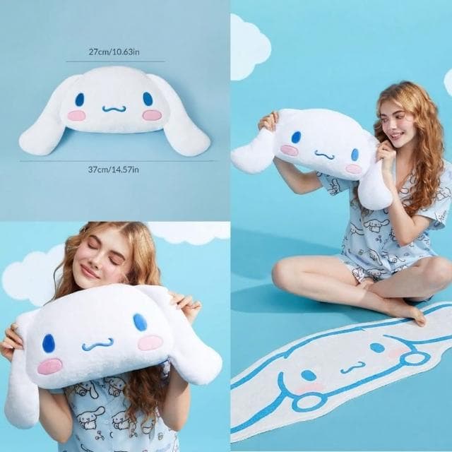 【SANRIO 三麗鷗】大耳狗喜拿酷洛米抱枕午睡枕靠墊靠枕玩偶枕頭沙發抱枕(女孩生日禮物新年送禮過年禮物)