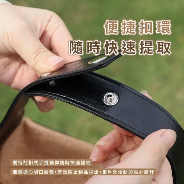 【復谷style】木紋皮革露營收納袋(便當袋 咖啡袋 野炊 手提袋 打包袋 餐具袋 茶具包 戶外)
