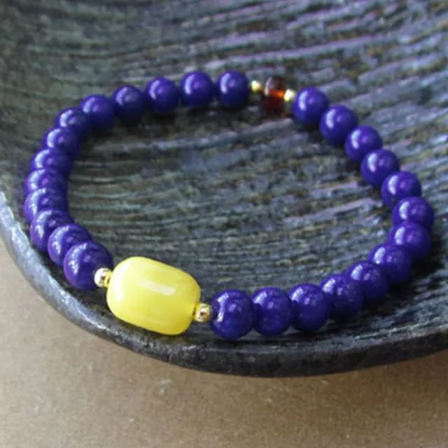 【MoonDy】雙11 手串 佛珠 蜜蠟手鍊 青金石手鍊 血珀手串 辟邪化煞 桶珠手鍊 避邪手鍊 藍色手環