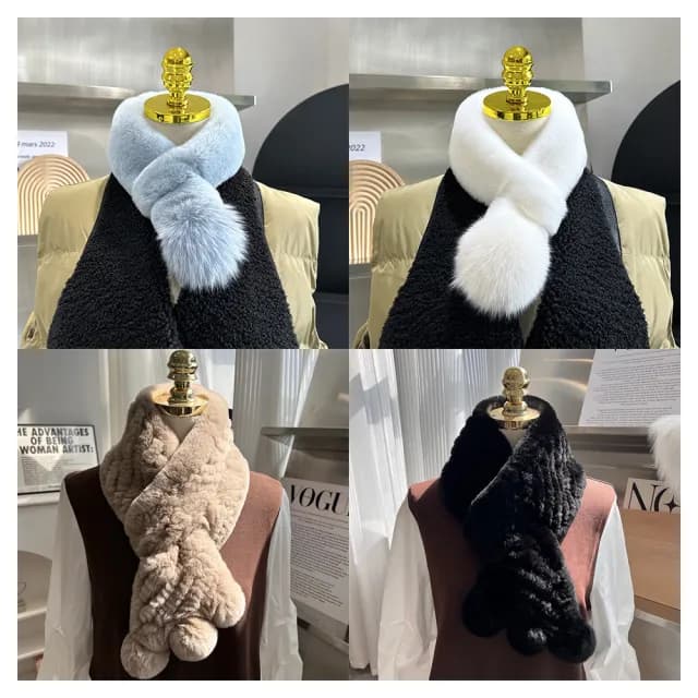 【HaNA 梨花】韓國東大門現貨採購．真獺兔毛球球超保暖毛毛圍巾(現+預)