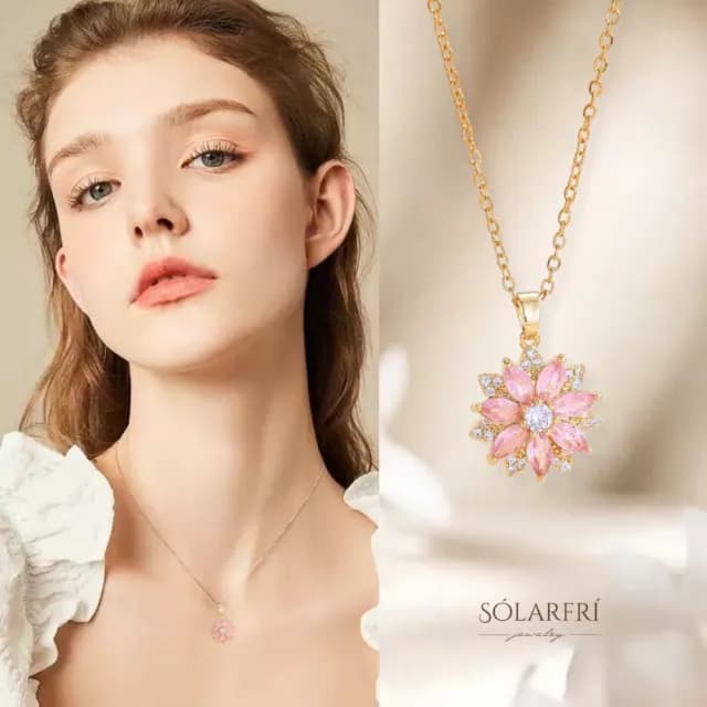 【SOLARFRi】粉鑽花耀奧地利CZ鋯粉鑽飾鍍14K玫瑰金優雅時尚鎖骨項鍊(閨蜜女友老婆情人生日交換聖誕禮物)