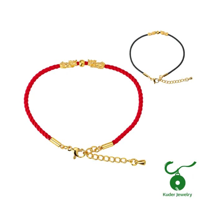 【K.D.J 圓融珠寶】999黃金 招財貔貅搶珠 手鍊