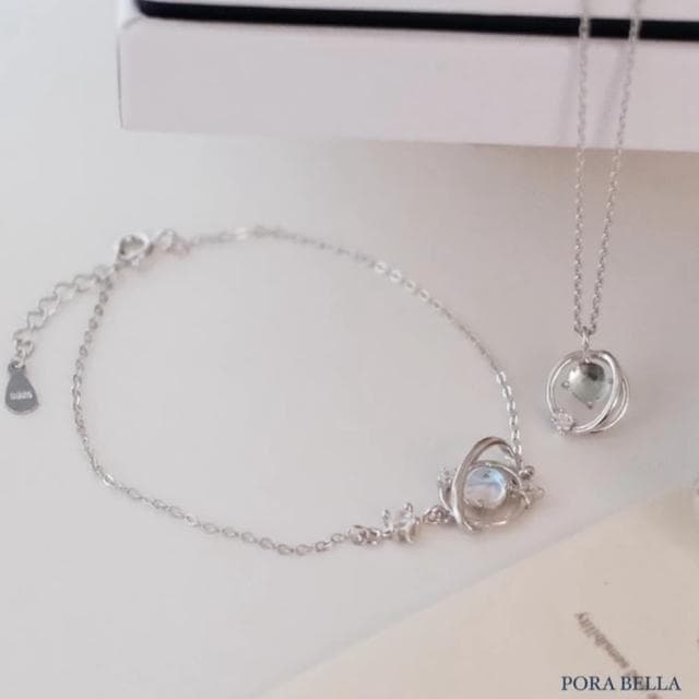 【Porabella】925純銀手鍊 星球手鍊 月光石手鍊 月光石項鍊 鋯石手鍊 情人節禮物 送女友 Bracelet