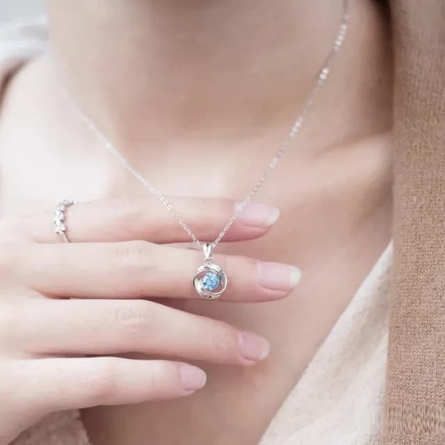 【Porabella】S999純銀項鍊 玫瑰花吊墜項鍊 鋯石項鍊 低過敏足銀項鍊 鎖骨鍊 情人節禮物 Necklace