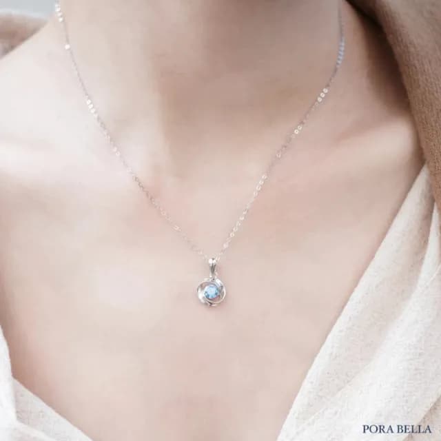 【Porabella】S999純銀項鍊 玫瑰花吊墜項鍊 鋯石項鍊 低過敏足銀項鍊 鎖骨鍊 情人節禮物 Necklace