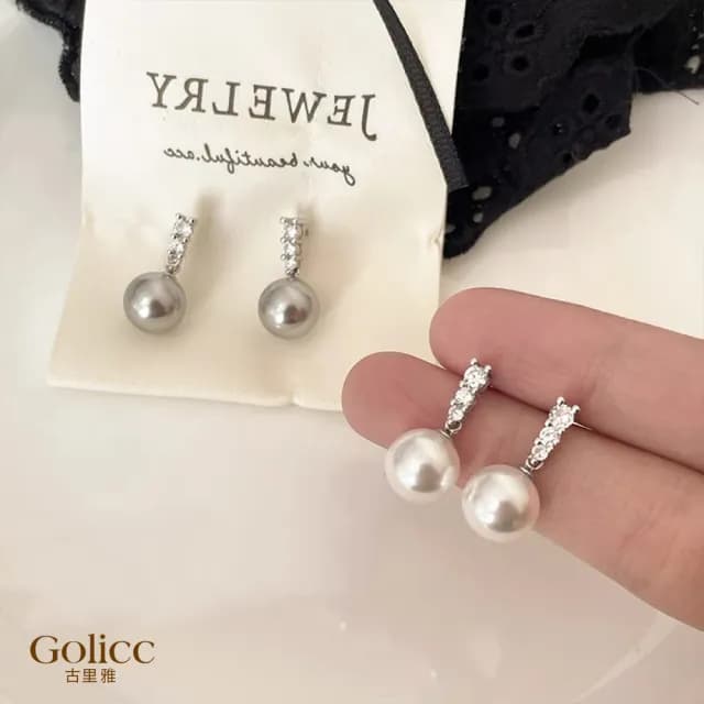 【Golicc】耳環 精緻 珍珠(七夕 情人節 生日 飾品 耳釘 耳飾 耳墜 禮物)