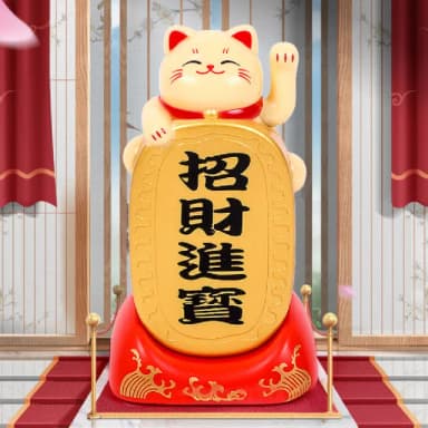 【招運】太陽能擺手招財貓(開運 桌面擺飾 公仔 風水 開幕 玄關 辦公室 禮物 防滑 貴人 免插電 布置 櫃台)