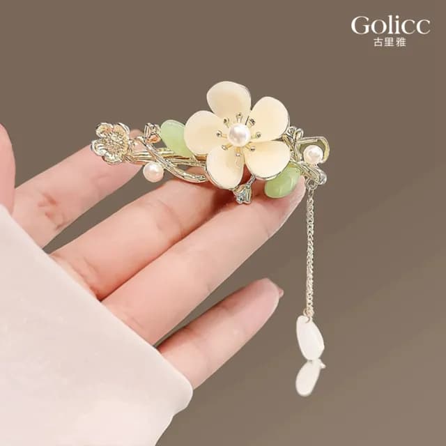 【Golicc】髮夾 古典流蘇花朵 仙氣爆棚小抓夾(七夕 情人節 生日 髮飾 頭飾 鯊魚夾 抓夾 禮物)