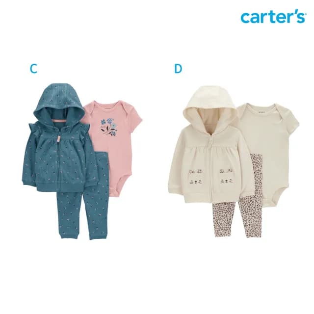 【Carter’s官方授權】精選嬰兒3件組套裝〔上衣/包屁衣/長褲〕－多款任選(原廠公司貨 童裝)