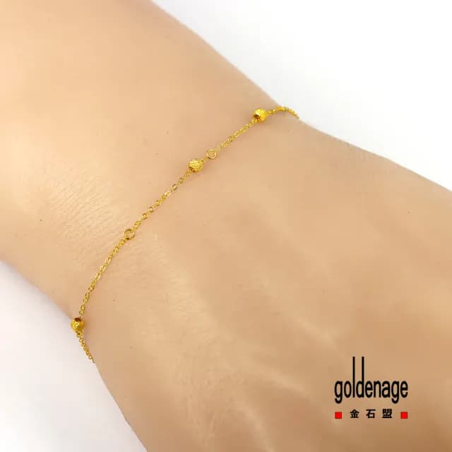 【金石盟】雙11黃金手鍊結緣金珠手鍊(0.28錢9999純金製造)