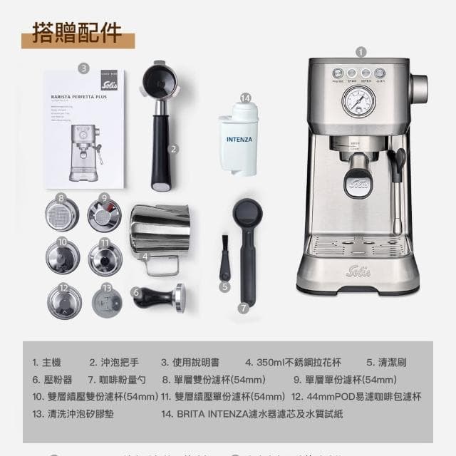 【瑞士Solis】BARISTA PERFETTA PLUS 家用半自動義式咖啡機(經典銀)