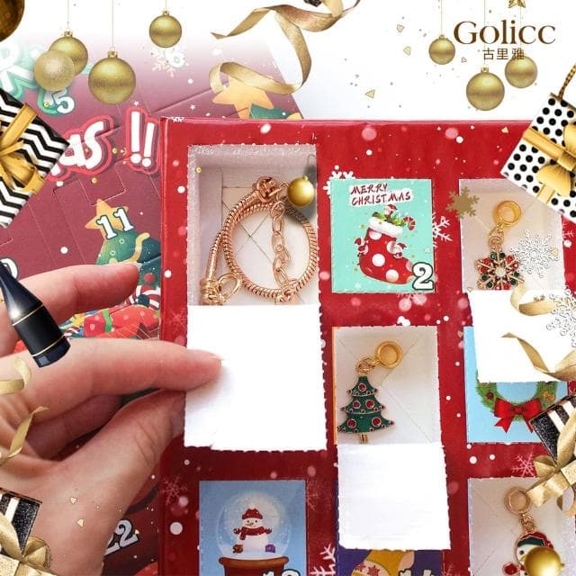 【Golicc】串珠手鍊 手環 倒數日曆 聖誕倒數(耶誕節 聖誕禮物 耶誕禮物 手鍊 DIY 盲盒 潘朵拉 串珠)