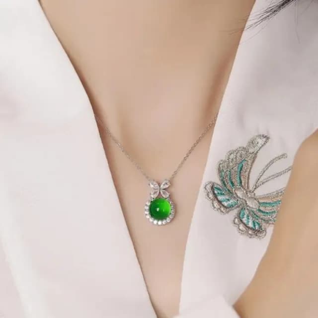 【Penny珮妮】鍍銀鑲嵌綠玉髓項鍊(生日禮物/母親節/閨蜜送禮/交換禮物/情人節/送女友)