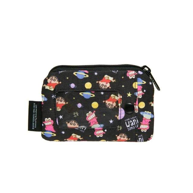 【OUTDOOR】雙11 Crayon Shinchan蠟筆小新鱷魚阿山票卡零錢包-黑色