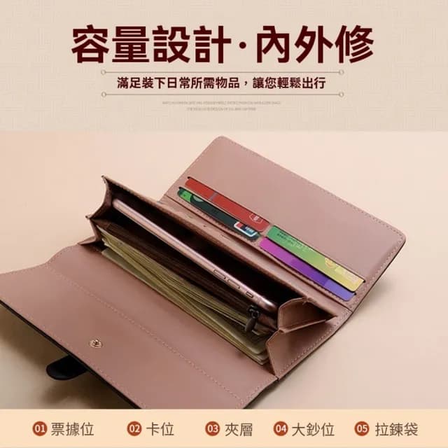 【samore】情人節禮物 韓版皮革女士錢包 長款油蠟皮三折錢包(夾錢包/零錢包/零錢包/手拿包包/送禮首選/情人