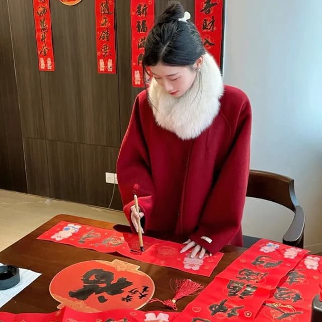 【巴黎精品】現貨+預購 羊毛大衣毛呢外套(保暖狐狸毛圍巾韓版寬鬆圓領法式女外套3色a1ik43)