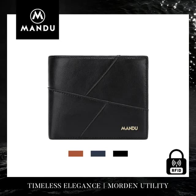 【MANDU漫度】雙11 義式經典 防RFID盜刷拼接男士零錢包/皮夾/短夾