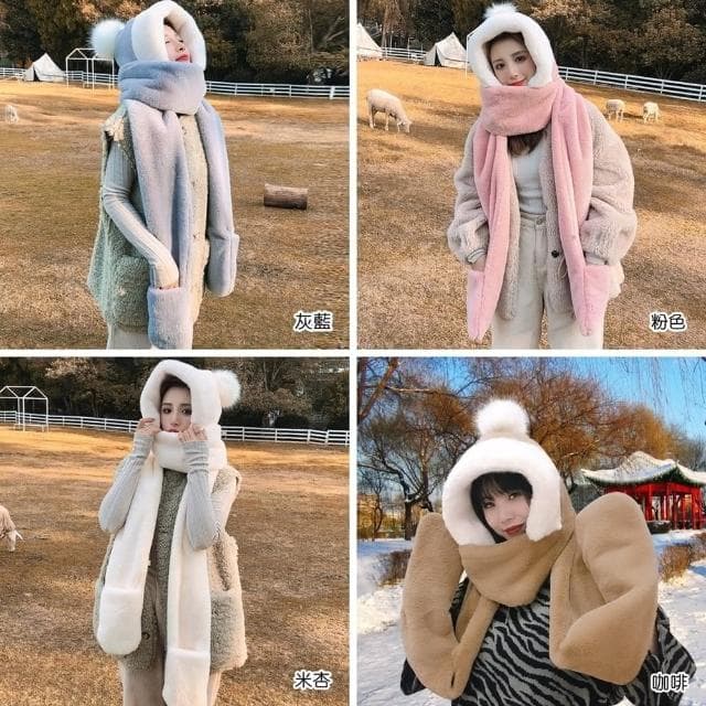 【橘魔法】純色毛球毛絨絨保暖圍脖(圍巾 聖誕 耶誕 交換禮物 配件 過年 喜宴 新年 寒流 保暖 大人)