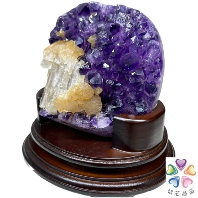 【恬芯晶品】PJ49烏拉圭方解石水晶開運外來財(紫水晶消磁淨化財運財位招財招貴人紫晶鎮新年禮物新春)