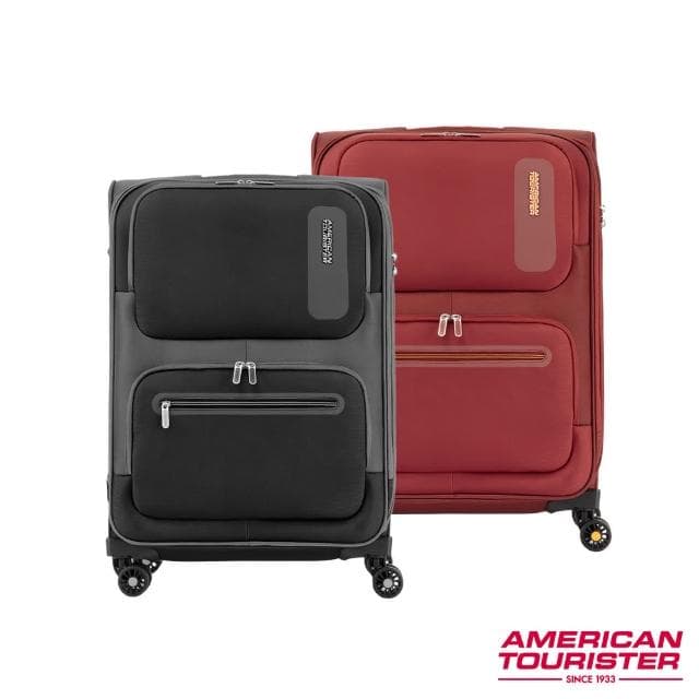 【AMERICAN TOURISTER 美國旅行者】25吋 MAXWELL 前開式/上掀式可擴充輕量布面軟殼行李箱/布箱(多色可選)