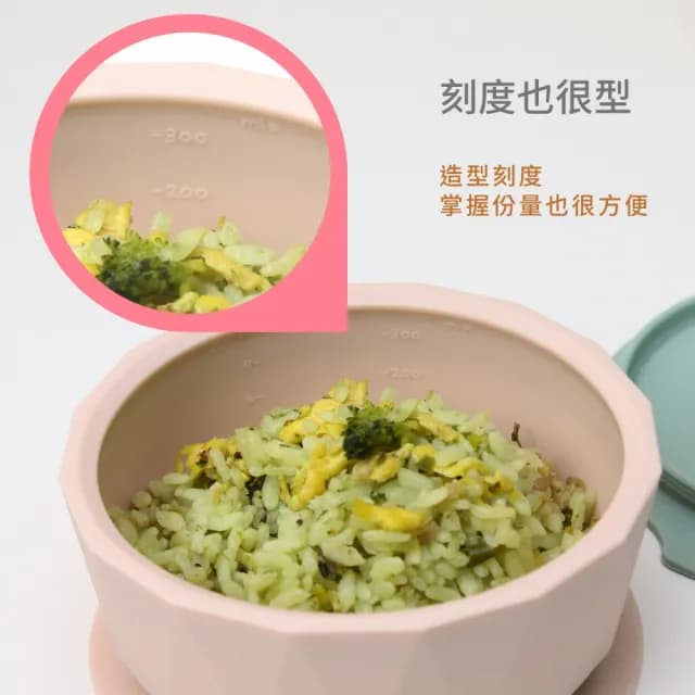 【2angels】矽膠鑽石吸盤學習碗+矽膠餵食湯匙2支(學齡前孩童副食品學習餐具 幼兒寶寶吸盤防漏餐碗)