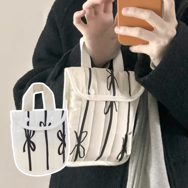 【可愛出門】父親節禮物 韓系ins蝴蝶結手提包(小包包 側背包 女用包 零錢包 外出 旅遊 雜物收納)