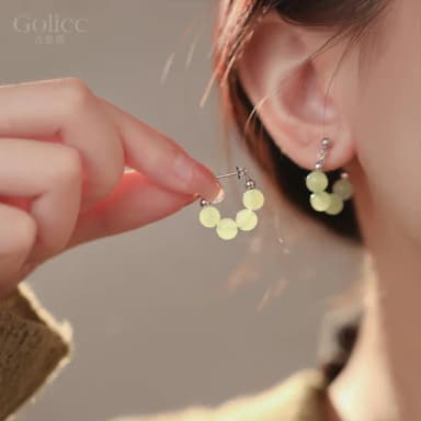 【Golicc】耳環 圓潤飽滿 中式氣質(七夕 情人節 生日 飾品 耳釘 耳飾 耳墜 禮物)