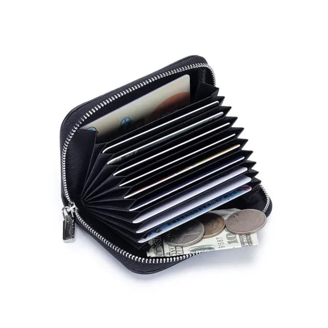 【EGO+】雙11  羊皮編織風琴式信用卡片夾 零錢包(卡包 名片夾)