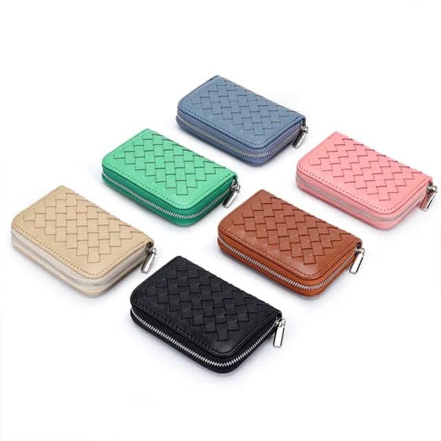 【EGO+】雙11  羊皮編織風琴式信用卡片夾 零錢包(卡包 名片夾)