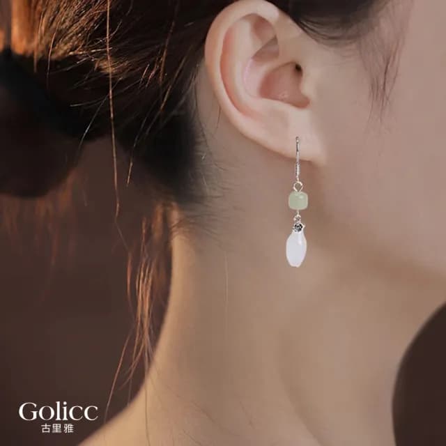 【Golicc】耳環 中式水滴流蘇 典雅墜式(七夕 情人節 生日 飾品 耳釘 耳飾 耳墜 禮物)