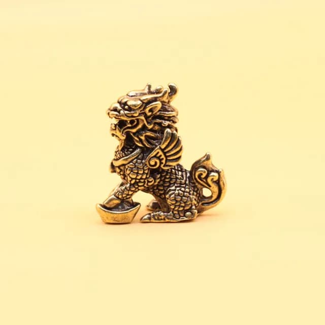 【好風水 開運磁場】黃銅鑄造元寶麒麟(一對 招財 納福 逢凶化吉 開店 辦公室擺飾 送禮自用 富貴聚財)
