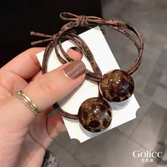 【Gulicc】冰裂豹紋 簡約圓球髮圈 髮繩(雙11 聖誕節 生日 髮飾 頭飾 大腸圈 髮夾 禮物)