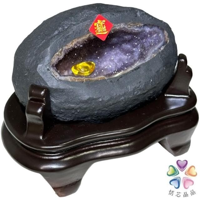 【恬芯晶品】S18精選烏拉圭紫晶洞0.43KG錢袋子(圓洞聚財招財貴人開運風水帝王紫水晶新居禮物補財庫聖誕節)