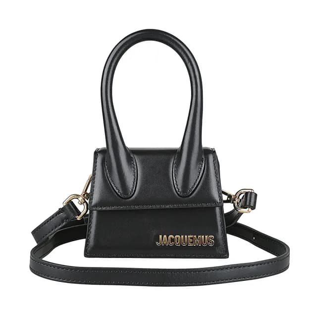 【JACQUEMUS】JACQUEMUS Le Chiquitoxu立體金字LOGO牛皮吸釦式手提/斜背梯形包(迷你/黑)