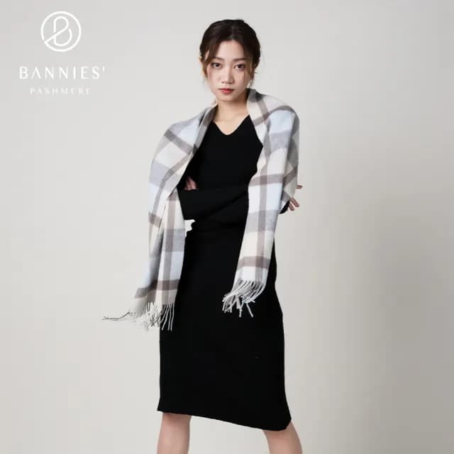 【BANNIES 喀什米爾圍巾】典藏格紋｜經典格紋(圍巾 羊絨 喀什米爾 中性款式)