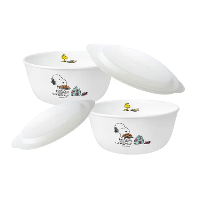 【CorelleBrands 康寧餐具】SNOOPY BRUNCH 4件式拉麵碗組(900CC麵碗x2+6吋蓋x2)